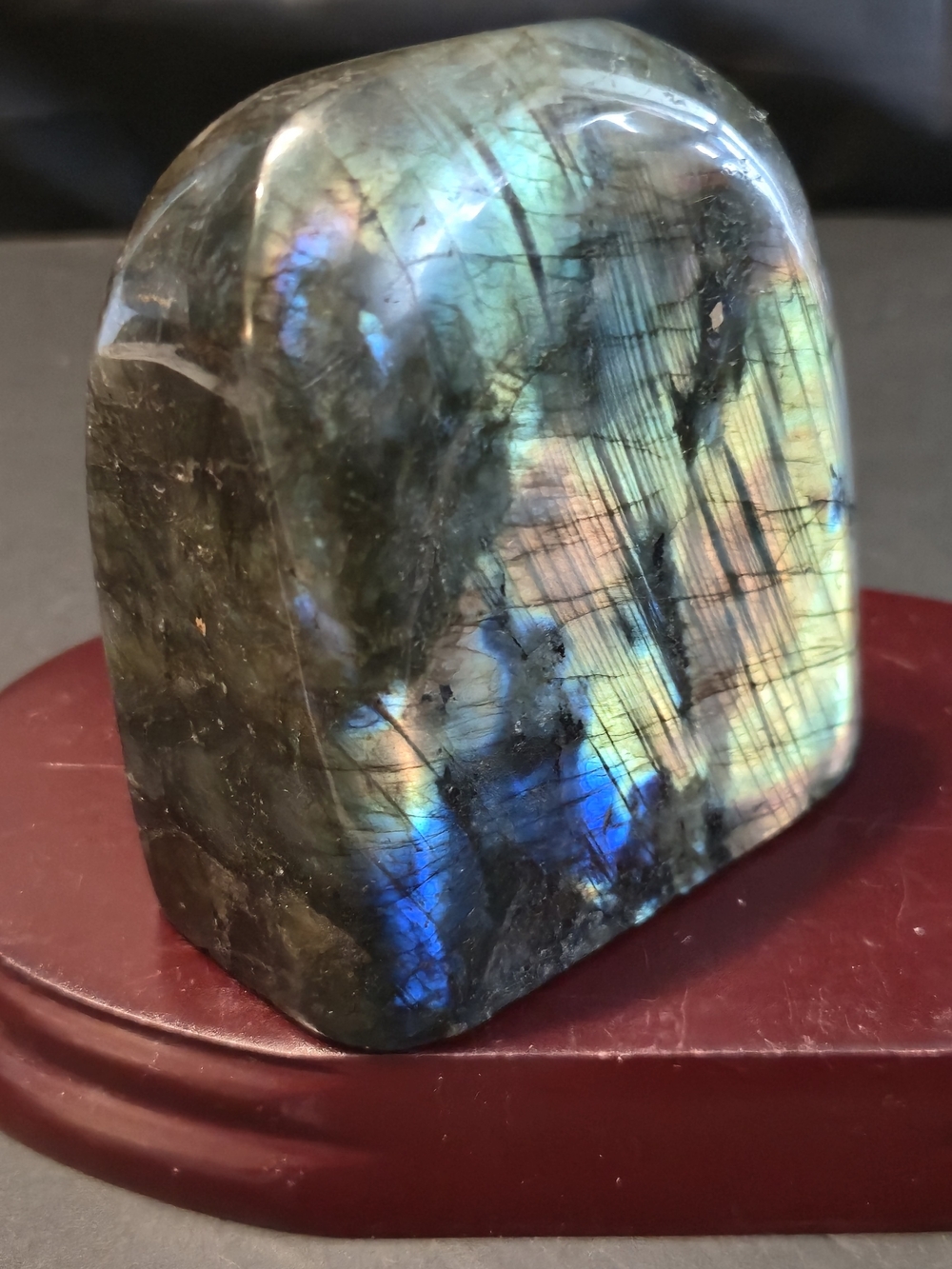 Labradorite Decorative Stone Display - Iridescent Blue-Green